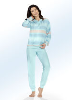 Schlafanzug aus Frottierstretch mit garngefärbtem Ringeldessin MINT-APRICOT