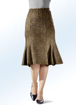 Bahnenrock mit exzellenter Tierfell-Dessinierung MESSING-SCHWARZ