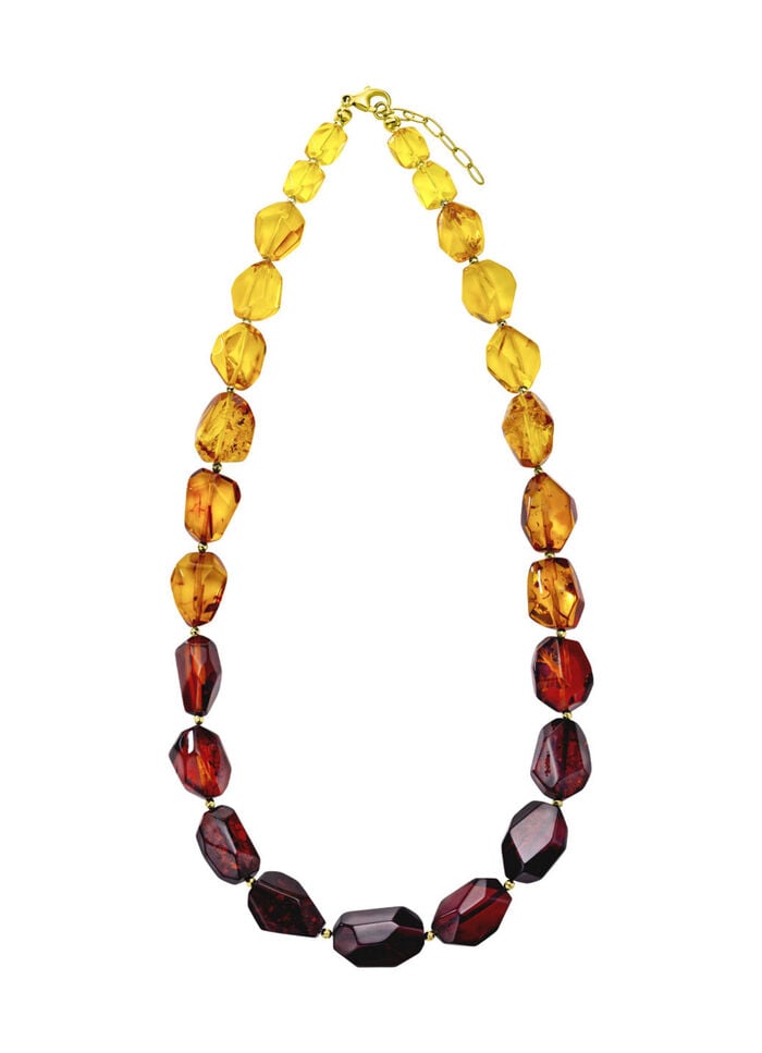 Edle Halskette mit Bernstein und Hämatit 