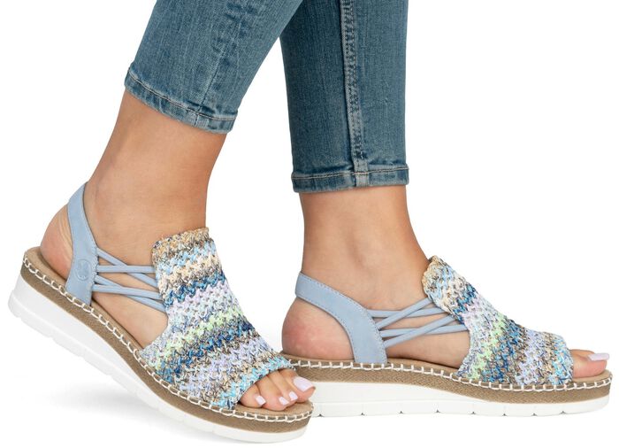 Rieker, sommerliche Damen-Sandalen, mit seitlichen Elastik-Bandagen 