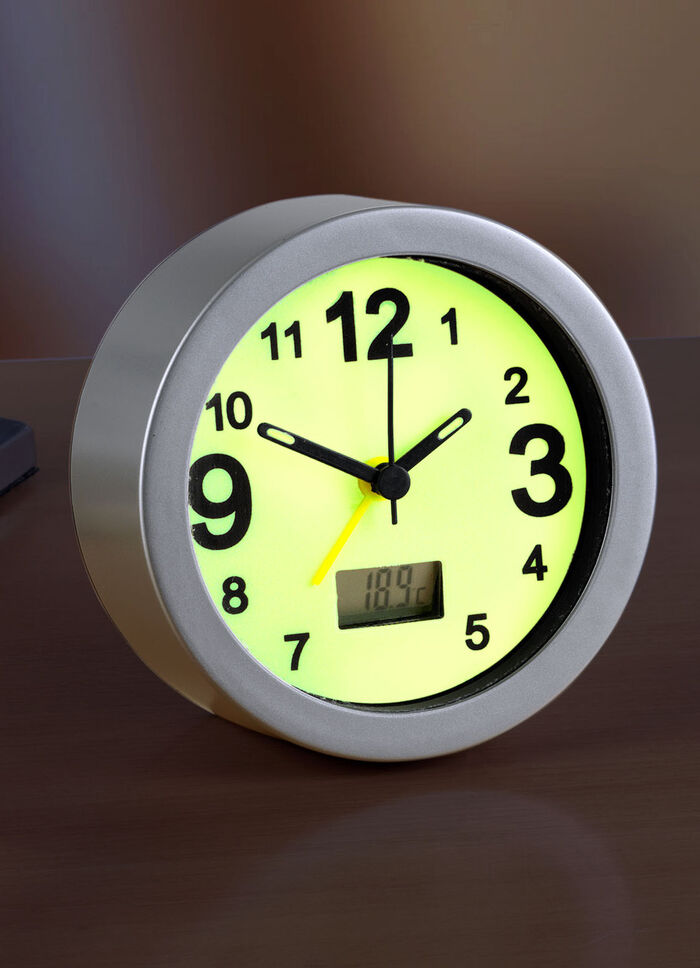 Leuchtender Wecker mit digitaler Raumtemperaturanzeige 
