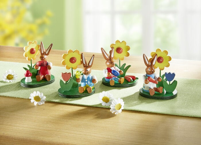 Hasen aus Holz, 4er-Set 