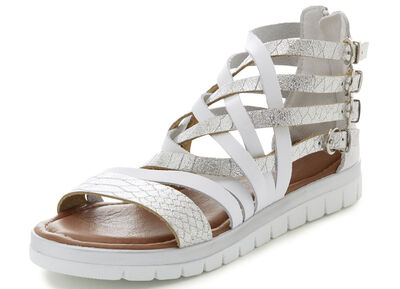 ELENA EDEN Sandale aus teilweise reptilgeprägtem Nappaleder 