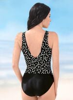 Laurina Badeanzug mit gl&auml;nzendem Foliendruck und Halbkorsage 