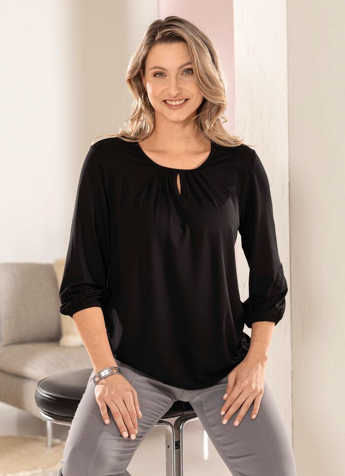 Shirt mit Schlitz in 2 Farben SCHWARZ