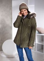 Jacke mit abnehmbarer Kunstpelz-Besatz LODENGRÜN