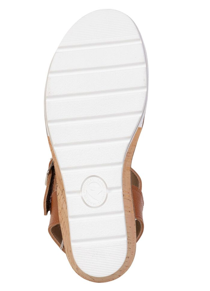 ELENA EDEN, bequeme Damen-Sandaletten, Weite H, mit herausnehmbarem Fu&szlig;bett COGNAC