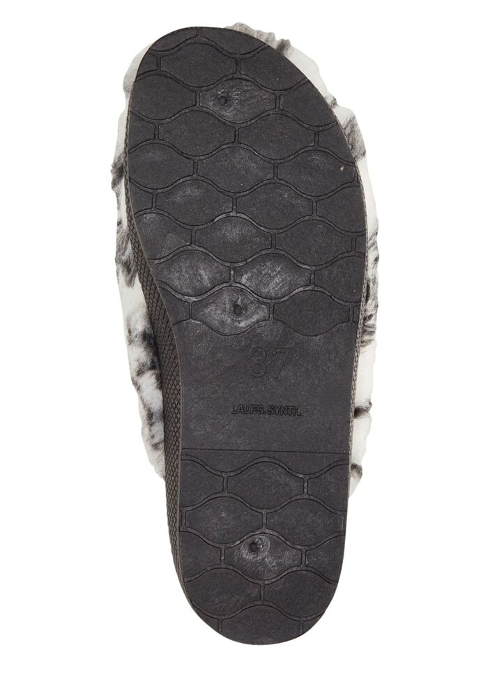 Pantoffel aus bedrucktem Pl&uuml;schmaterial 