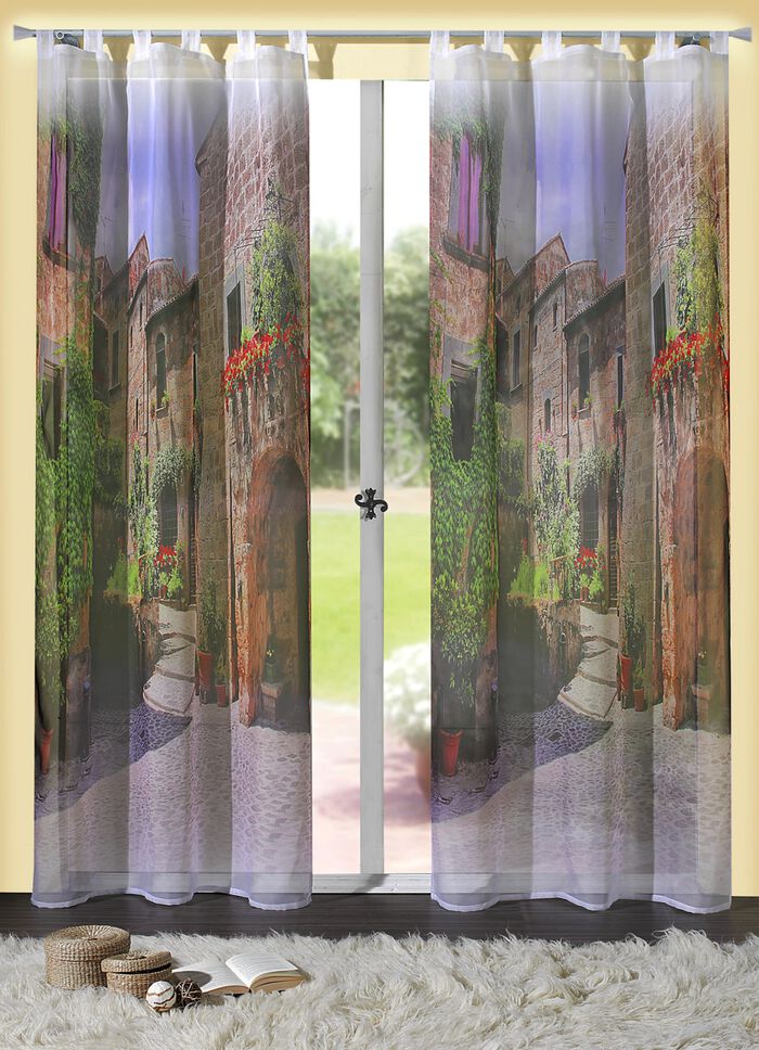 Farbenpr&auml;chtige &Uuml;bergardine mit Toskana Motiv 