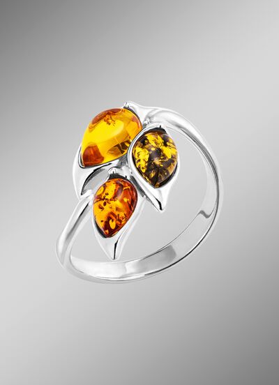 Damenring mit Bernstein 