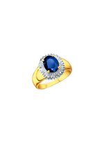 Massiver Damenring mit Diamanten und echt blauem Safir 