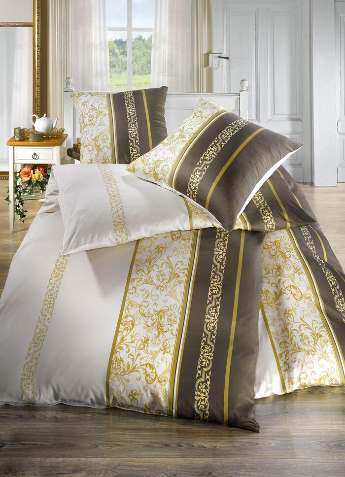 Pflegeleichte Bettwäsche-Garnitur aus 100% Mako-Baumwolle BRAUN