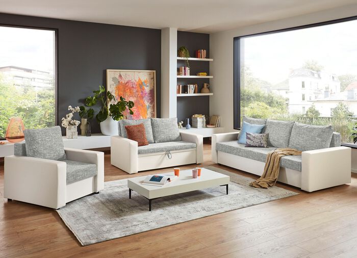 Frei im Raum aufstellbare Polsterm&ouml;bel mit Bettkasten 