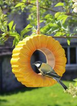 Futterstelle Mohnblume aus glasierter Keramik GELB