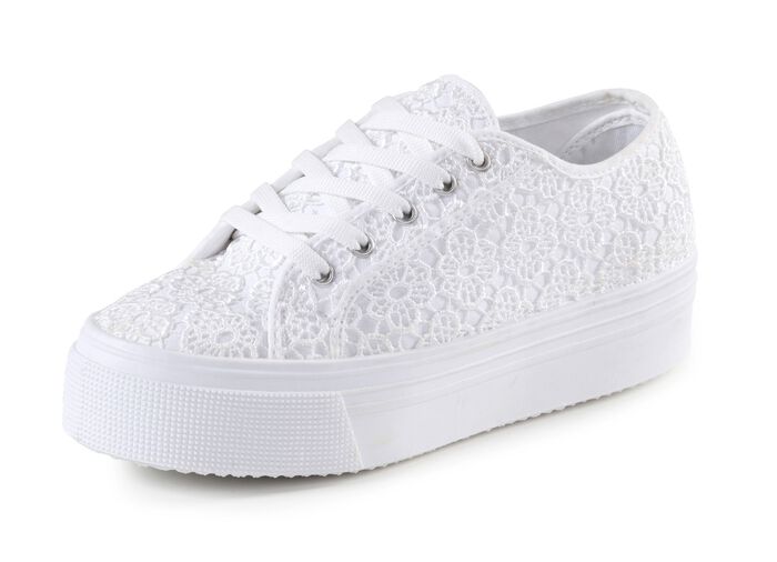 Elegante Damen-Schn&uuml;rschuhe, mit herausnehmbarem Fu&szlig;bett WEISS