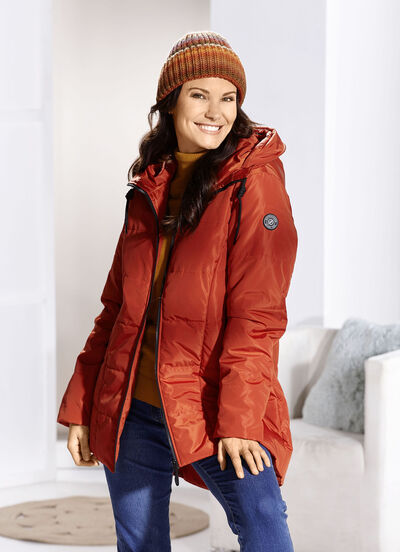 Longjacke mit umschlagbarem Regenschild 