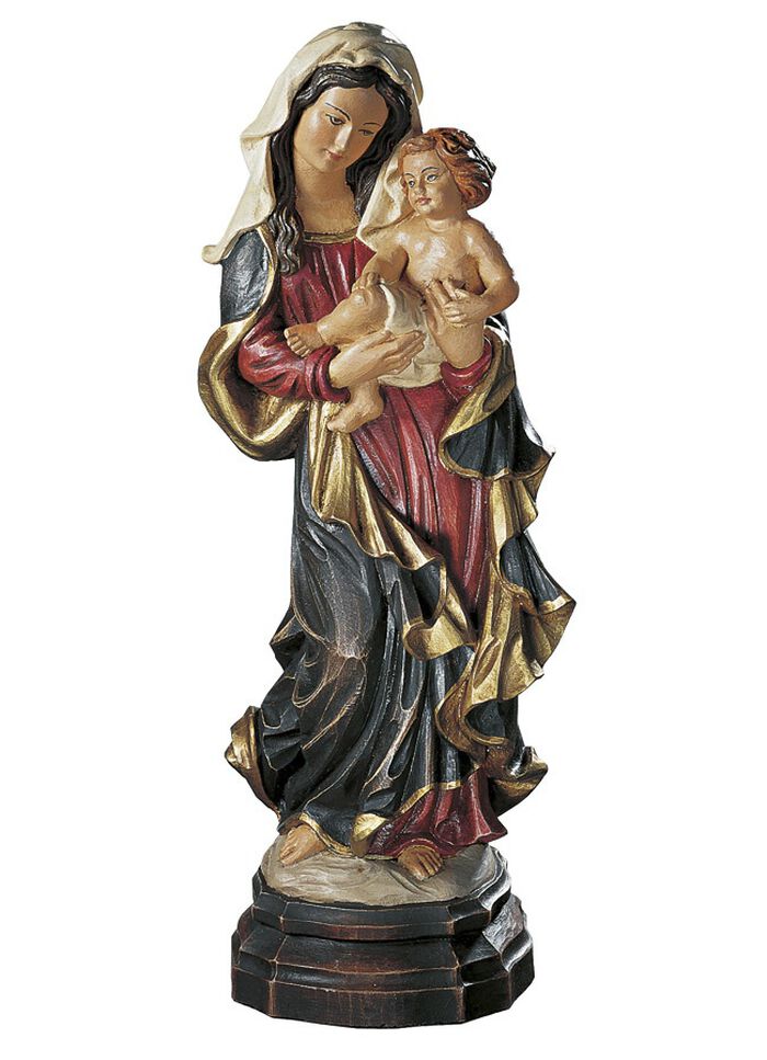 Sammlerst&uuml;ck Madonnenfigur mit Kind DUNKELBLAU-ROT