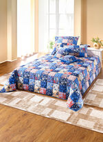 Tagesdecken und Kissenbez&uuml;ge in Patchwork-Optik aus Baumwolle BLAU