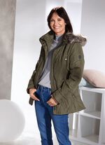 Jacke mit abnehmbarer Kunstpelz-Besatz LODENGRÜN