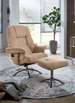 Relax-Sessel mit Hocker und Gestell aus Metall BEIGE