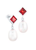 Elegante Ohrstecker mit echt Granat und S&uuml;&szlig;wasser-Zuchtperlen 