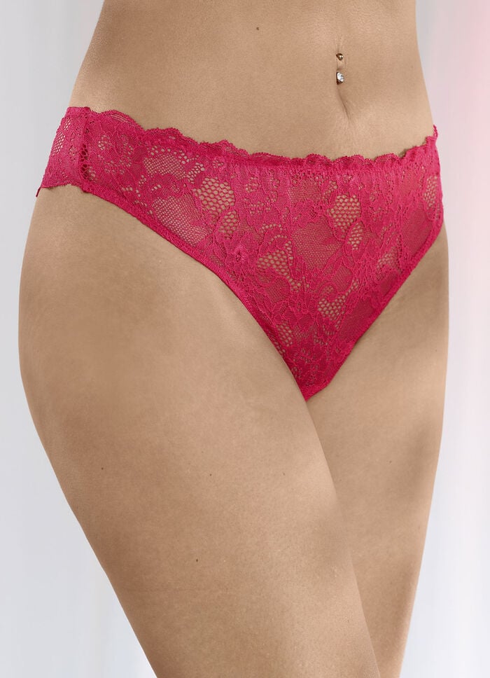 Dreierpack String-Tangas aus elastischer Spitze 