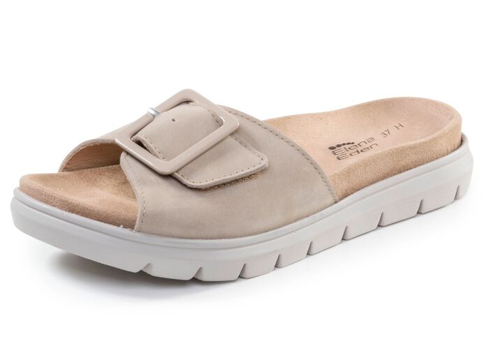 ELENA EDEN, stylische Damen-Pantoletten, Weite H, mit herausnehmbarem Fu&szlig;bett BEIGE