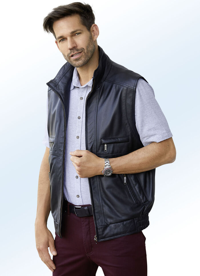 Lederweste mit drei Innentaschen 