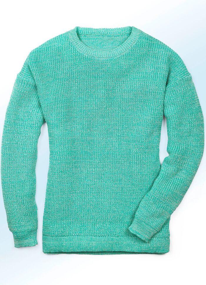 Pullover in 3 Farben mit Baumwolle MINT-WEISS