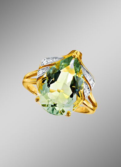 Damenring mit gr&uuml;nem Amethyst 