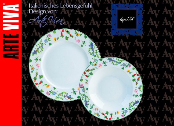 Porzellan-Geschirr Millefiori aus hochwertigem wei&szlig;en Porzellan 