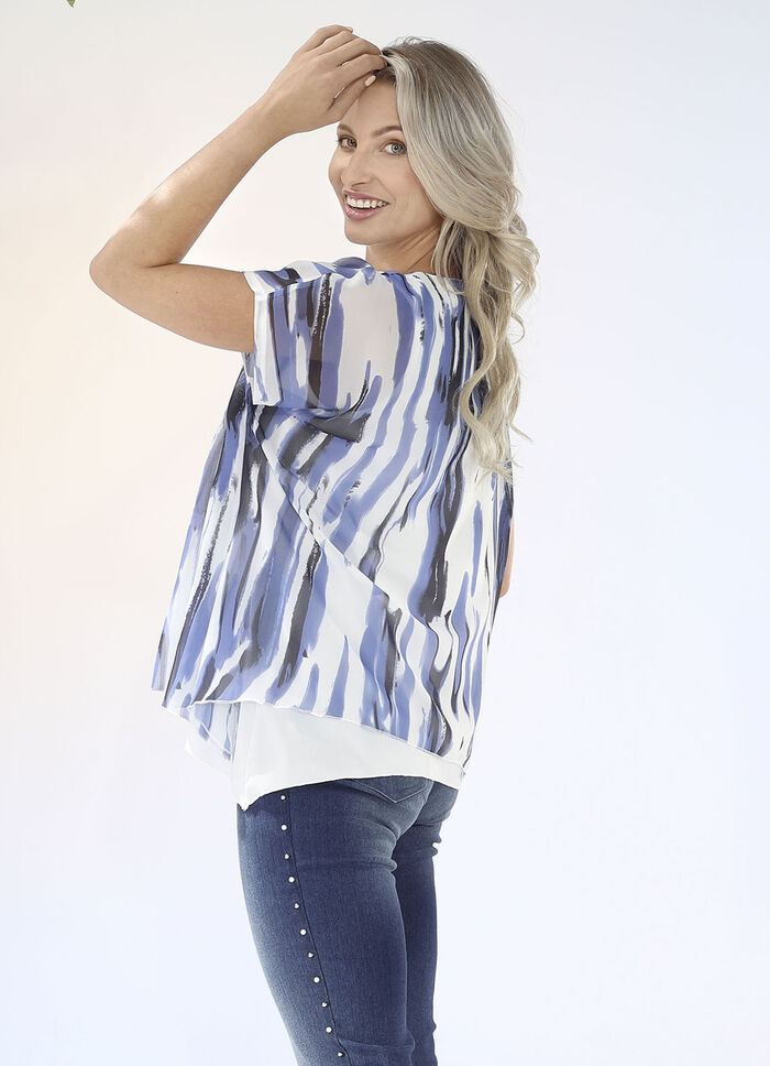 Doppellagiges Shirt mit silberfarbenen Pl&auml;ttchen 