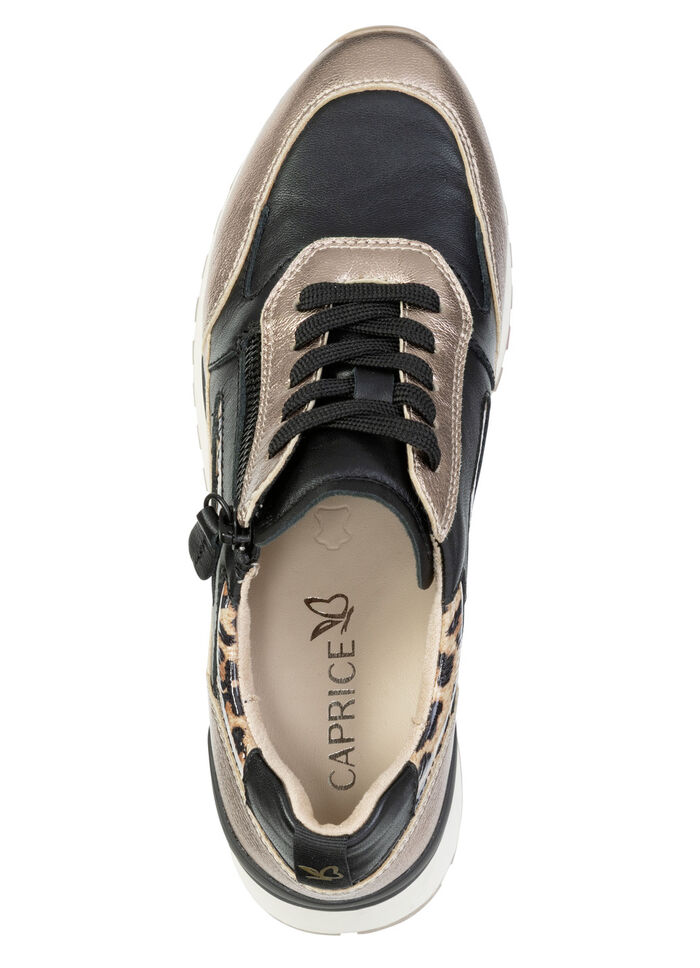 Caprice, trendige Damen-Sneaker, Weite G, mit herausnehmbarem Lederfußbett SCHWARZ-BRONZE