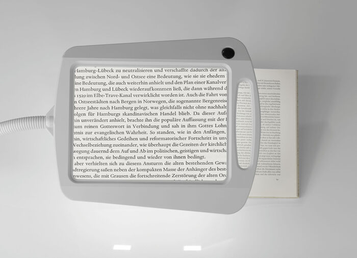 LED-Lupenstandleuchte mit Acrylglas-Linse 