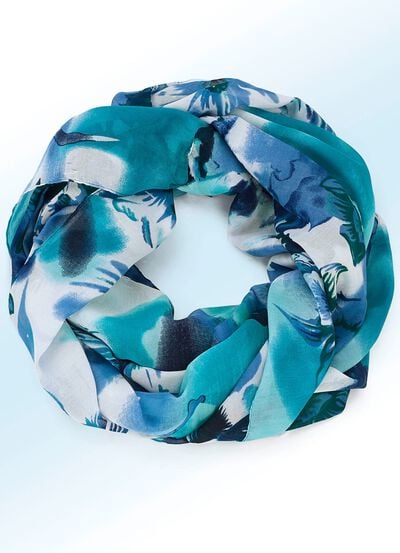 Loop-Schal mit Fantasiebl&uuml;ten-Dessin 