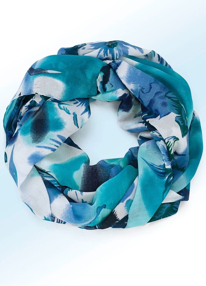 Loop-Schal mit Fantasiebl&uuml;ten-Dessin 