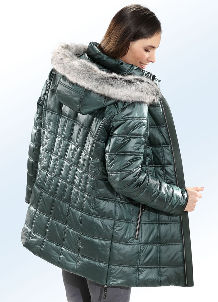 Jacke in 2 Farben mit Kunstpelz-Besatz an der Kapuze 