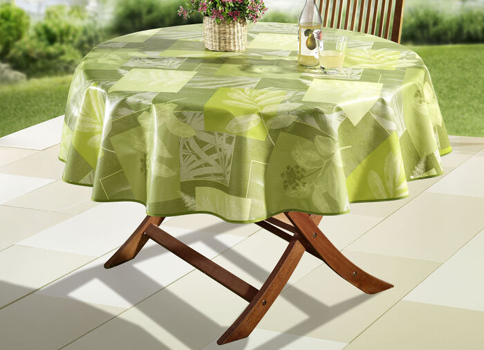 Wachstuch-Serie mit farblich abgestimmtem Schr&auml;gband GR&Uuml;N