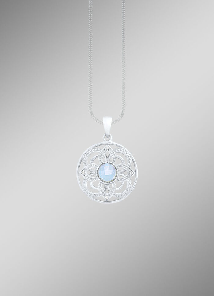 Durchbrochener Anh&auml;nger mit Blautopas und Zirkonia 