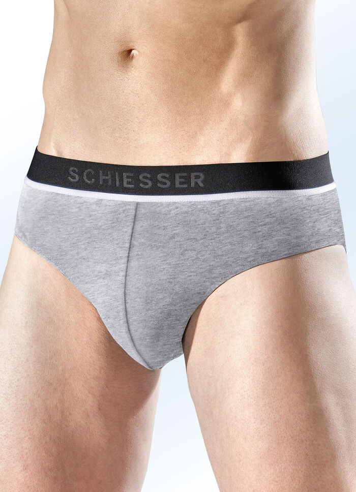 Schiesser Dreierpack Slips aus Feinjersey 2X SCHWARZ, 1X GRAU MELIERT