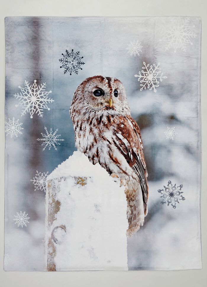 Wohndecke mit Eulen-Motiv BUNT