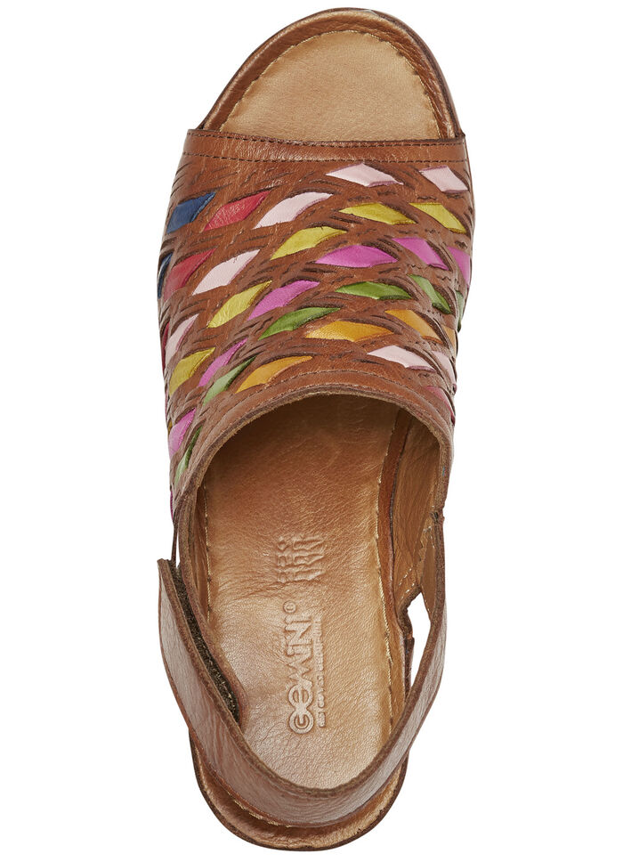 Gemini Sandalette mit raffinierten, bunten Flechtdurchzügen COGNAC
