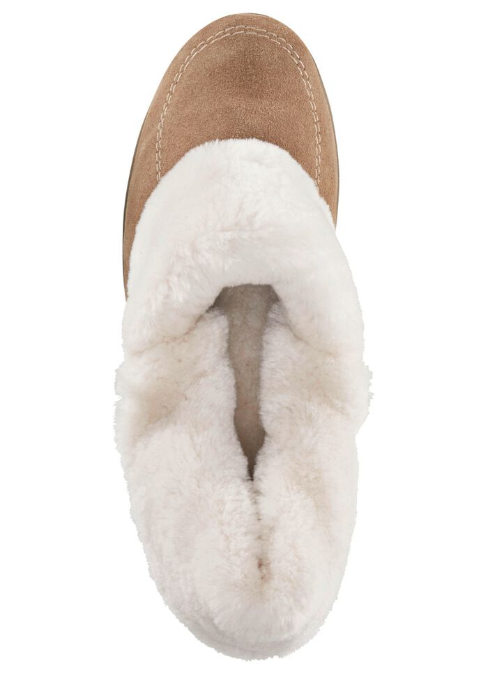 ELENA EDEN Hausschuh mit echtem Lammfellfutter TAUPE-ECRU