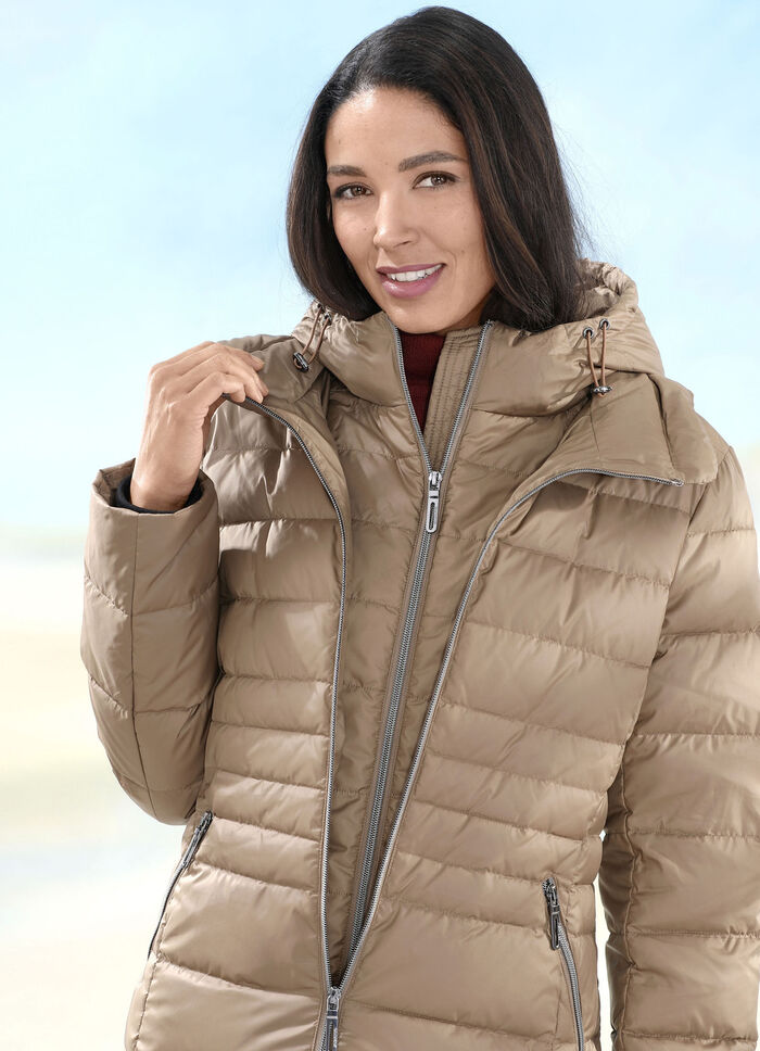 Daunen-Kurzmantel mit Rei&szlig;verschlussleiste 