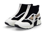 Rieker, stylische Damen-Boots, Weite G, mit herausnehmbarem Fußbett CREME-SCHWARZ-BRAUN