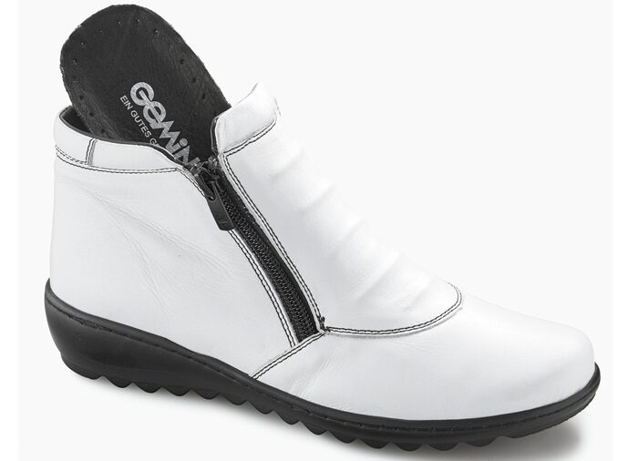 Gemini Stiefelette aus Rind-Nappaleder WEISS