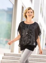 Poncho-Tunika mit Chiffon-Besatz 