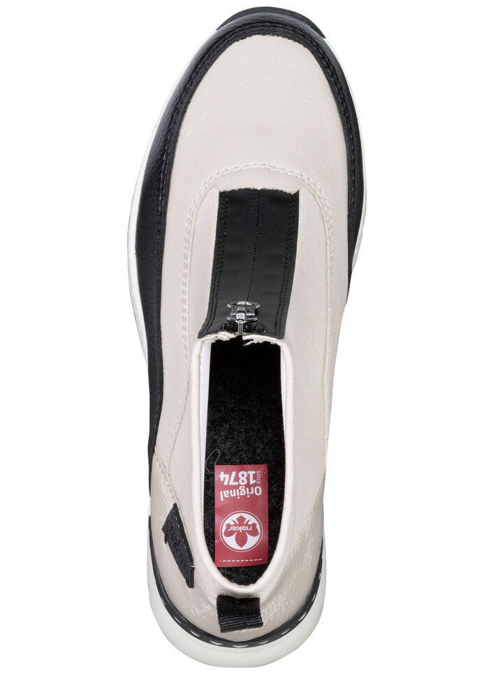 Rieker, stylische Damen-Boots, Weite G, mit Reißverschluss ECRU-SCHWARZ