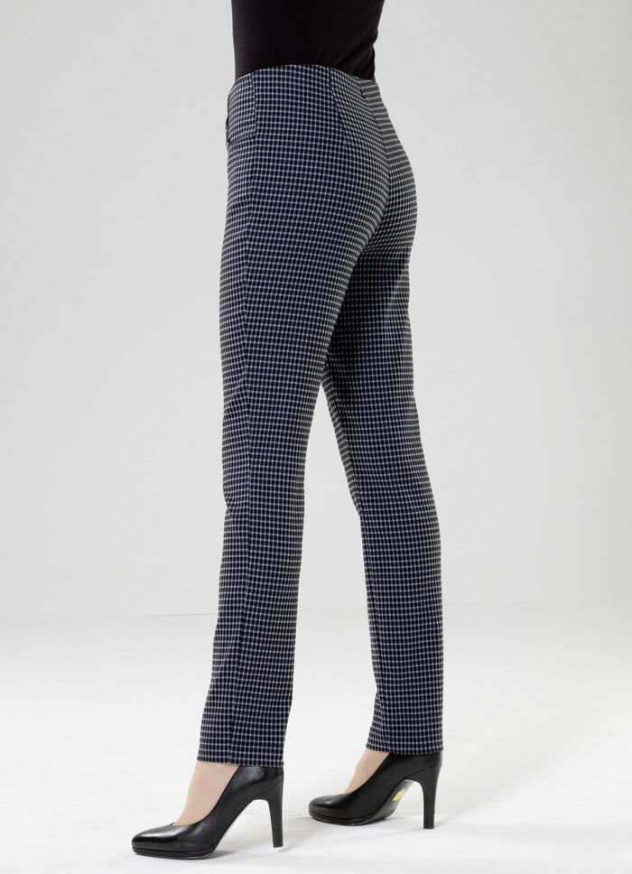 Hose mit trendiger Hahnentritt-Dessinerung BLAU-SCHWARZ