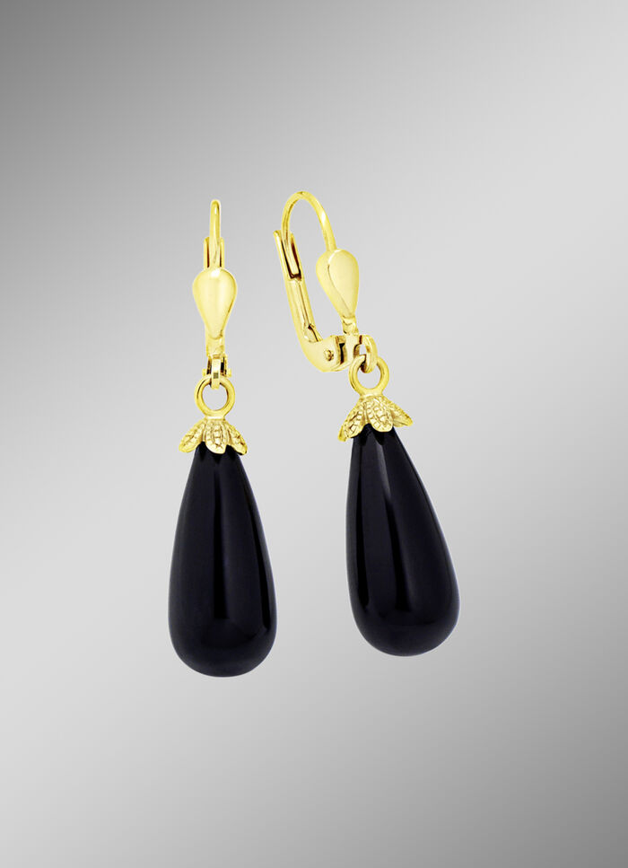 Schicke Ohrh&auml;nger mit beh. Onyx 